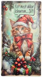  Nyomtatott fa tábla - Karácsonyi cicás akasztós tábla - kosarbolt