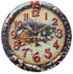 Nyomtatott fa tábla koszorú közép - Karácsonyi óra 11, 8cm - kosarbolt