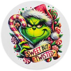  Nyomtatott fa tábla koszorú közép - Cukros grinch 11, 8cm