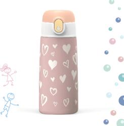 droppi Gyerek Termosz Rózsaszín szívecske (470ml) (drp-kd-bttl-pnk-hrt)