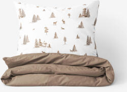 Goldea lenjerie de pat din 100% bumbac duo - peisaj montan cu maro cafea 240 x 220 și 2buc 50 x 70 cm Lenjerie de pat
