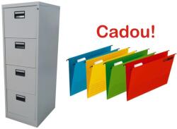 Plus Mobilier Clasificator metalic Premium Asamblat 4 sertare 460x620x1325 mm (LxlxH), PLUS+ Set 10 Dosare suspendabile (98115275P) Dulap arhivare