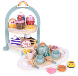 ECOTOYS Set de ceai și cafea cu dulciuri, cești, ceainic, tavă ECOTOYS Bucatarie copii