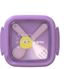 U-Grow 2 az 1-ben ételtartó doboz, kanállal és villával, lila, U-Grow (A-1415PK)