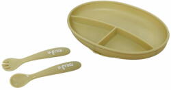 U-GROW Set farfurie si lingurita silicon, olive (UG-SET9OV) Set pentru masa bebelusi