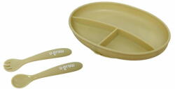 U-GROW Set farfurie cu lingurita si furculita silicon, olive, U-Grow (UG-SET9OV) - emida Set pentru masa bebelusi
