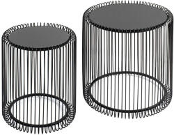 KARE Design Wire Fekete Üveglapos Dohányzóasztal Szett 44 cm