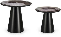 Bizzotto ZAINAB Mangófa Dohányzóasztal Szett Fekete Lakkozott