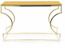 Signal Kenzo C Borostyán Üveg Konzolasztal Arany Íves Vázzal