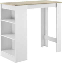 PremiumXL en. casa Elegáns bárasztal italtartó polccal, 110 x 50 x 103 cm, Fehér/tölgyfa-hatású