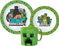 Minecraft Pixelcraft étkészlet, micro műanyag szett bögrével 265 ml