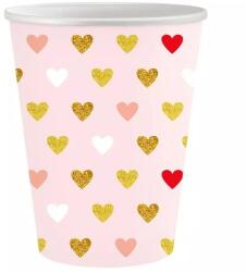 Godan XOXO: Rózsaszín papírpohár szívekkel, 250 ml - 6 db (PG-KXR6) - jateknet