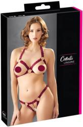 Cottelli Collection - fém gyűrűs, nyitott melltartó szett (piros)