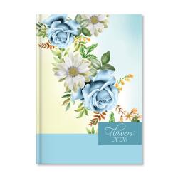 PERIOD Flowers Blue 2026 A5 napi beosztású határidőnapló (P4114-1913) - bestbyte