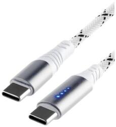 USE Home USBCC2M100L töltőkábel, USB-C / USB-C, 2 méter, 100W gyorstöltés, töltésjelző LED-sor, szőtt nylon burkolat