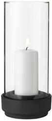 Stelton gyertyatartó, H 28, 5 cm, Hurricane, gyertya átmérője Ø 7 cm, hengeres forma, ideális bel- és kültérre, minimalista design, fekete/átlátszó (STE-496)