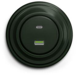 Kliklap - Priză USB retro A+C cu ramă, verde (KA0061K)