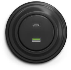 Kliklap - Priză USB retro A+C cu ramă, antracit (KA0043K)