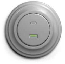 Kliklap - Priză retro USB A+C cu ramă gri (KA0052K)