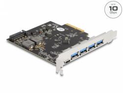 Delock PCI Express x4 Kártya - 1 x USB Type-C + 4 x A-típusú USB - SuperSpeed USB 10 Gbps (89026) - ipon