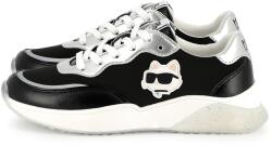 Karl Lagerfeld Kids KARL LAGERFELD KIDS, Logós műbőr sneaker, Fekete, Ezüstszín, 37 EU (Z30373-09B-37)