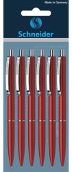Schneider K15 golyóstoll, piros test, kék színű, 6 db/készlet