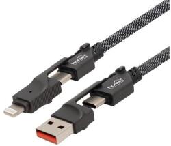 USE Home USB4X1 töltőkábel, 4in1, USB C-C / A-C / C-LIGHTNING / A-LIGTNING, 1.1 méter, 66W gyorstöltés, szőtt nylon burkolat, lapos, gabalyodásmentes kábel
