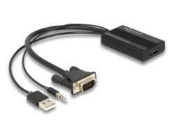 Delock HDMI VGA/D-Sub + Jack Átalakító Fekete 25cm 64172 (64172)