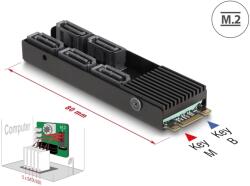 Delock Átalakító M. 2 2280 kulcs B+M apa - 5 x SATA hűtőbordával (64051) - ipon