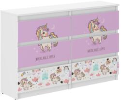  Ifjúsági 6 fiókos Komód 120cm - rózsaszín unikornis