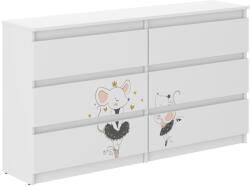 Ifjúsági 6 fiókos Komód 140cm - egérke