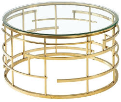Signal Livia Kerek Üveg Dohányzóasztal Arany Geometrikus Vázzal
