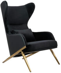 King Home Hampton Luxus Fotel Bársony Fekete Arany Vázzal (KHM-MSE011000304-E43V41) - prodis