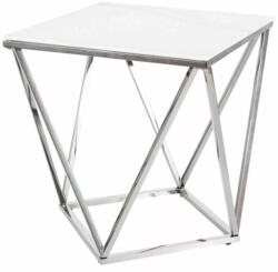 Signal Silver B II Márvány Hatású Edzett Üveg Dohányzóasztal Króm Vázzal