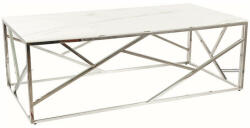 Signal Escada A II Márvány Hatású Edzett Üveg Dohányzóasztal Fehér Króm Geometrikus Vázzal