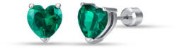 LUCA BARRA Acél fülbevaló, zöld kristály szívek