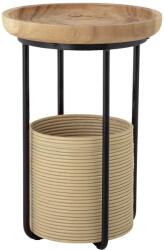 Bloomingville Fa és Fém Kisasztal Kosárral