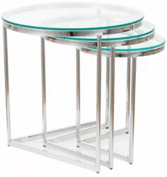 Signal Trinity Üveg Egymásba Rakható Króm Dohányzóasztal Szett