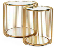 KARE Design Wire Double II Réz Tükrös Dohányzóasztal Szett