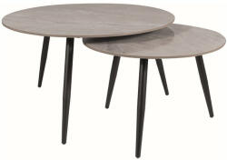 Signal Kora Modern Kerámia Dohányzóasztal Szett Szürke Matt Fekete Lábakkal