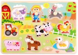 Tooky Toy Puzzle din lemn cu manere Tooky Toy - Ferma (108184)