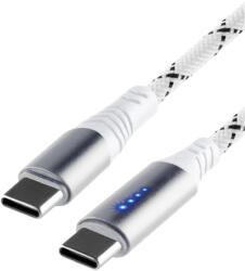Somogyi Elektronic USBCC2M100L töltőkábel, USB-C / USB-C, 2 méter, 100W gyorstöltés, töltésjelző LED-sor, szőtt nylon burkolat (USBCC2M100L)