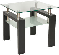 Signal Lisa D Négyzetes Üveg Dohányzóasztal Wenge Lábakkal