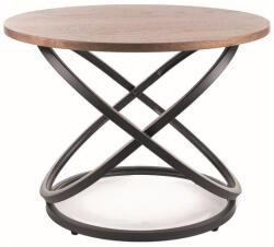 Signal Eos D Kerek Diófa Dohányzóasztal Fekete Fém Vázzal