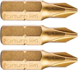 Fortum Phillips keresztfejű marófej, 3 darabos készlet, PH 1 x 25 mm, titán bevonattal, S2 4741271 (4741271)