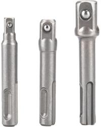 Extol adapterkészlet, 3 darabos SDS PLUS-ról négyszögre, 1/4"-3/8"-1/2", CrV 8819695 (8819695)