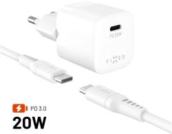 FIXED Mini készlet Usb-c és Usb-c kábellel, Pd támogatás 1, 2 m 20 W fehér (FIXC20M2-CC-WH)