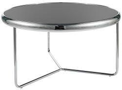 Signal Scarlet Kerek Edzett Üveg Dohányzóasztal Fekete Króm Modern