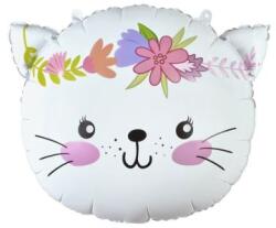 Godan Cica virágkoszorúval fólia lufi - 44 x 35 cm