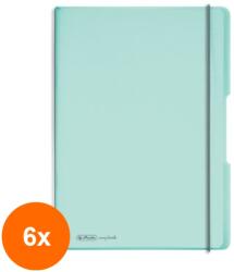 Pelikan Set 6 x Caiet My Book Flex A4, 2 x 40 File 80 g, Dictando + Matematica, Turcoaz Transparent cu Logo ALB (REH-6xHRZ-9478250)